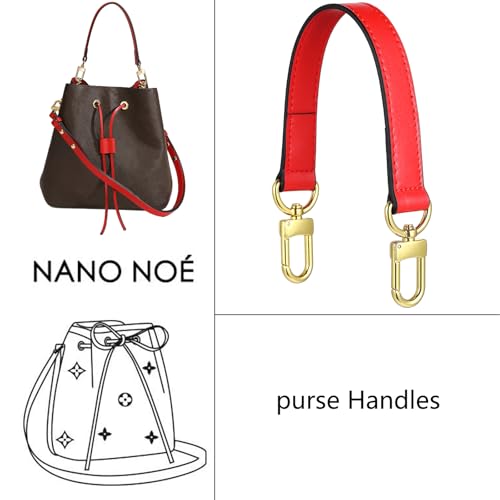 Genuine leather purse Handle compatible with Neonoe for Metis Noe BB NM Beaubourg Hobo - color: Red-purse Handles
