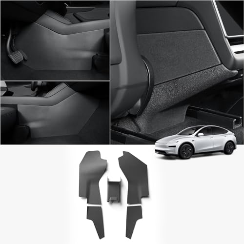 LUCKEASY 5PCS Front Rear Console Kick Pad for Tesla Model Y Juniper 2025+ | Front & Rear Center Console Anti-kick Mat, 2026 Juniper Accessories, Premium & Performance, All-Weather TPE Mat, Black - size: 5PCS Front & Rear Center console anti-kick Pad