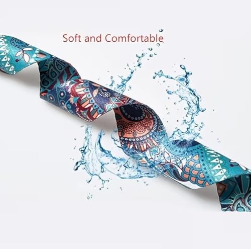 1Pcs Mandala Print Yoga Strap, 6ft Adjustable Stretch Belt with D-Ring, Polyester Fitness Band for Stretching, Pilates, Gym, Back Training and Physical Therapy