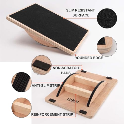 Wooden Wobble Board for Adults - Anti-Slip Balance Board for Stand-Desk Core Strength Therapy - color: Basics