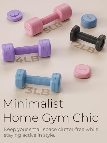Adjustable Dumbbell Set｜2LB 3LB 4LB 5LB Light Hand Weights for Women｜One-Twist Weight Adjustment｜Non-Slip Curved Grip Handle｜Free Weights for Home Gym, Rehab, Pilates, Yoga, Strength Training - color: Blush Pink