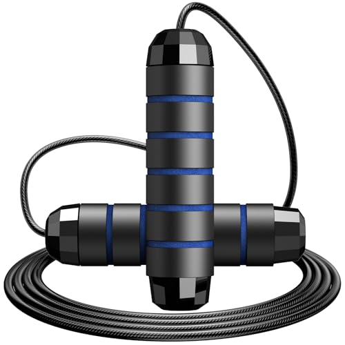 Jump Rope,Tangle-Free Rapid Speed Jump Rope with Ball Bearings for Men,Women and Kids,Adjustable Steel Skipping Rope with Ergonomic Foam Handles,A Ideal Equipment and Accessories for Workout,Fitness,Exercise,Home Gym,Slim Body - color: Blue