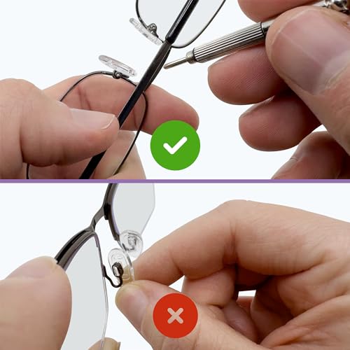 GMS Optical Screw-in Silicone Nose Pads for Glasses | 13mm Small, 7.2mm Width | Non Slip Nose Grips for Sunglasses, Eyeglass Accessories for Kids & Small Frames w/Screws & Screwdriver (10 Pairs) - size: (S)13mm - 10 Pairs