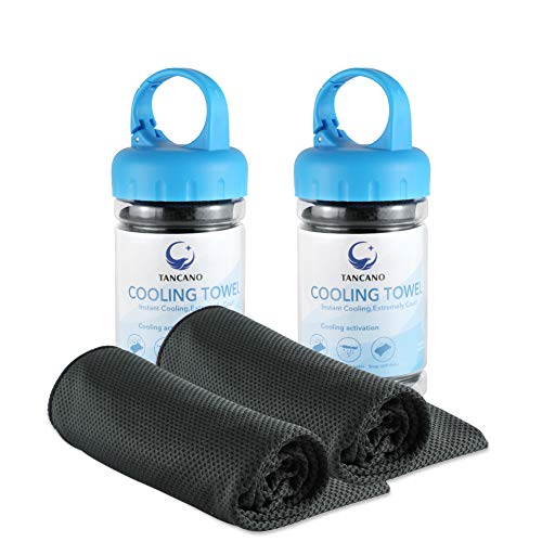 Sports Towel for Instant Cooling Relief Microfiber Towels for Golf Workout Swimming Gym Yoga Travel Camping Fitness 40"x12" Sweat Towel (Black 2 Pack) - color: Black 2 Pack