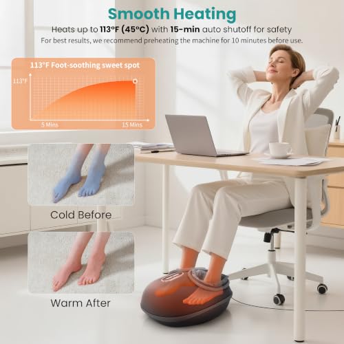 Nekteck Shiatsu Foot Massager with Heat & Air Compression Deep Kneading - color: Gray, size: Regular