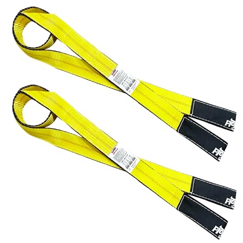 2''x 6.6FT Lift Sling Web Strap/Wear Guard End, Heavy Duty Flat Eye Lifting Sling with 13,000 lbs Reinforced Loops for Tree Saver Lifting Furniture Appliances Machine 2PK - size: 6.6ft