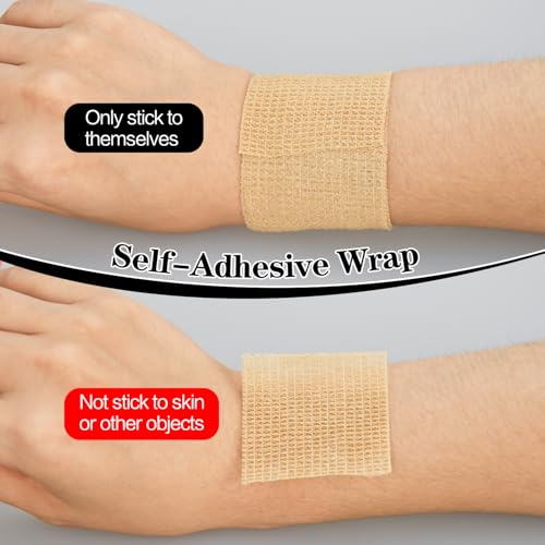 6pcs 2in Self Adhesive Bandage Wraps, Vet Wraps, 12 Colors to Choose, 5 Yard Self Adherent Wraps for Sports - color: 6pcs Skin Color