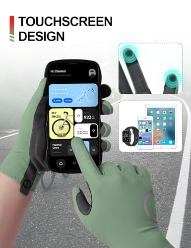 INBIKE Breathable Bike Gloves for Men Women, Full Finger Pad Cycling Gloves, Touchscreen Reflective Mountain Biking Bicycle - color: Green, size: Small (Hand Circumference 7-7.25inch)