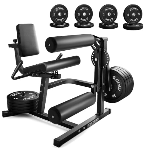 Leg Extension and Curl Machine, 4 in 1 Lower Body Workout Machine, Adjustable Leg Curl Machine with Plate Loaded, Leg Extension Machine with Exercise Bench, Home Gym Weight Machine - style: Black with 190lbs Weight Plates