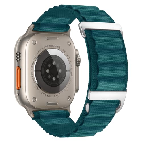 Alpine Loop Compatible with Apple Watch 3 Band 49mm 46mm 45mm 44mm 42mm 41mm 40mm 38mm Men Women, Nylon Sport Loop for Apple Watch Ultra 2/1 iWatch Series 11 10 9 8 7 6 5 4 3 2 1 SE - color: Ink Green