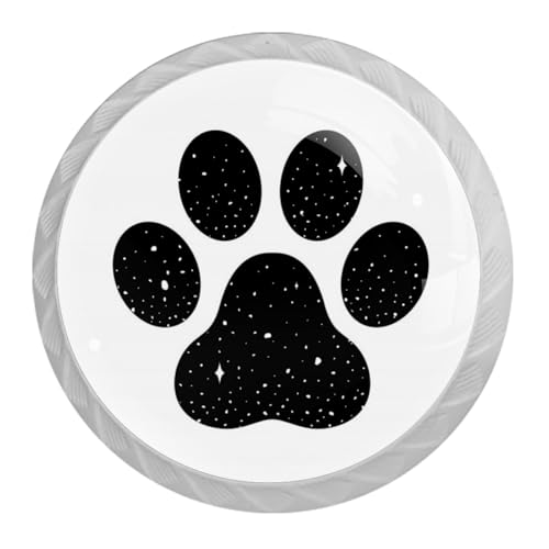 4 Pack White Cabinet Knobs, Dog Paw Footprint Drawer Handles for Cabinets, Dresser, Cupboard, Bathroom, Bedroom, Kitchen Hardware Closet Door Knob - color: Dog Paw Footprint