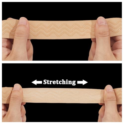 GORGECRAFT 5 Yards 1 Inch Non-Slip Silicone Elastic Gripper Band Wheat Wave Gripper Tape Webbing Stretchy Strap Spool Wavy Band Roll Ribbon Flat Waistband for Clothing Garment Shorts Project - color: Deep Wheat