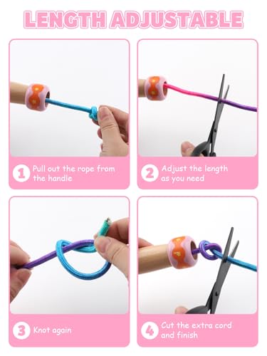 Jump Rope for Kids, Lorvain Adjustable Skipping Rope, Kids Jump Ropes with Wooden Handle for Girls Boys, Weighted Jumping Ropes for Fitness Workout Exercise Outdoor Fun Activity - color: Pink-1 Pc