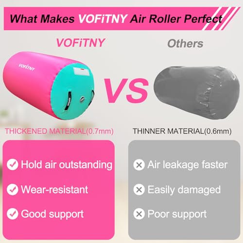 VOFiTNY Gymnastics Tumbling Equipment Air Barrel Inflatable Octagon Tumbler Roller Back-bend Trainer Cheerleading Without Pump - color: Pink/Mint nopump, size: 4'L x 3'D