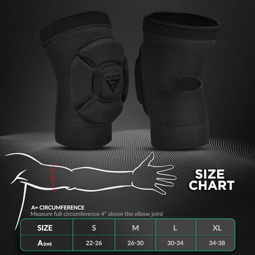 RDX Elbow Pads, Muay Thai MMA Kickboxing Sparring Elbow Guard, Martial Arts Striking Protection,Wrestling Basketball Adjustable MTB Volleyball Compression Padded Sleeve, Men Women - color: Black Black, size: X-Large