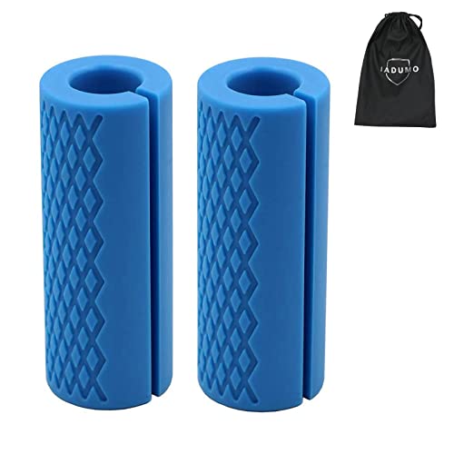 Barbell Grips - Thick Dumbbell Grips Arm Blaster Adapter with High-Density Silicone Rubber, Bar Grips for Weightlifting Muscle Growth Rapidly and Hands Stress Relieve - color: Blue