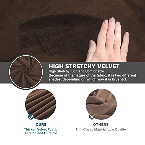 NeColorLife Ottoman Cover Velvet Storage Ottoman Slipcover Thick Stretchable Footrest Stool Covers with Elastic Band for Rectangle and Square Ottoman(Medium Size,Brown) - color: Brown, size: M Length: 31"-34",Width: 31"-43"