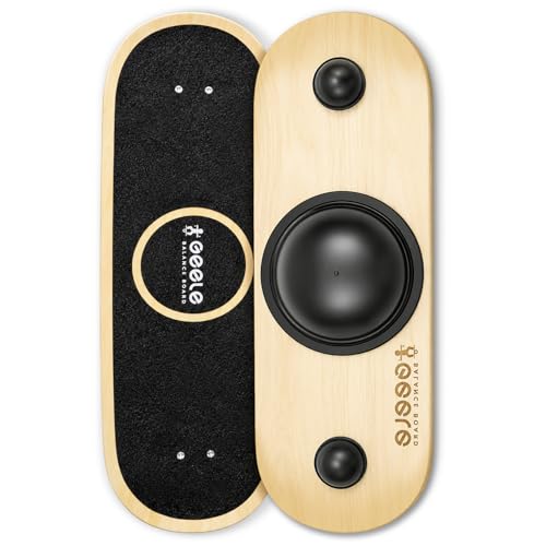 Balance Board with 360° Rotation, Solid Wobble Board for Adults & Kids, Balance Trainer for Strength Training, Surfing and Skiing, Anti-Slip Surface Whirl Board, Home, Office Exercise Wooden Board