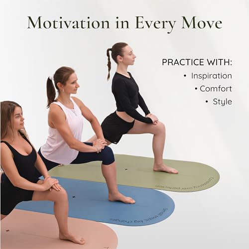 Arch-shaped Yoga Mat, Eco PU Rubber, Non-Slip Exercise Mat for Yoga, Pilates, Home Workout & Stretching with Carry/Stretch Strap & Motivational Design - color: green
