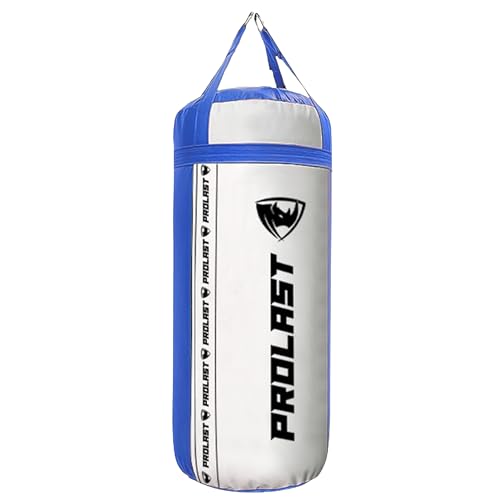 4Ft XL 135Lb Heavy Punching Kicking Bag for Adults, Boxing, MMA, Martial Arts, Muay Thai, Strength Training Equipment - color: White / Blue, size: Filled