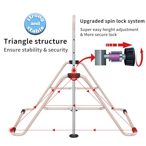 Tepemccu Gymnastics Bars, Adjustable Gymnastic Horizontal Bars for Kids | 5-Height Adjustable 34.8"-50.8", Foldable for Home Training, Include Children Gymnastics Rings and Bar Pad, Indoor Outdoor - color: Beige