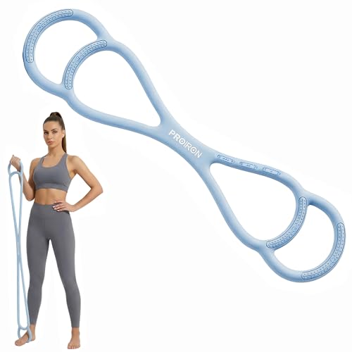 PROIRON Figure 8 Resistance Bands with Handles Exercise Band Stretch Bands for Yoga arm Chest and Shoulder Stretch 8 Shaped Resistance Band for Women - color: Medium-Blue, size: Adjustable