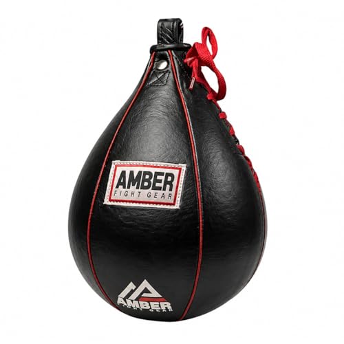 Amber Sports Genuine Leather Speed Bag for Boxing & MMA – Handcrafted Punching Ball for Reflex & Speed – Balanced for Fast Rebound – Available in Sizes XS, S, M, L - size: Large (7"x11")