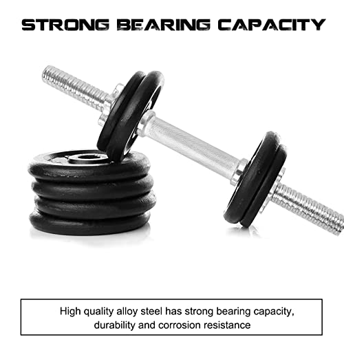 Threaded Dumbbell Rubber/Chrome Handles 1 Inch Pair, Adjustable Dumbbell Bar Handles, Fits Standard Weight Plates with 1” Diameter, for Gym Workouts, Exercise, Weightlifting, Sold in Pair - color: Chrome Handgrips, size: 19.5 Inch