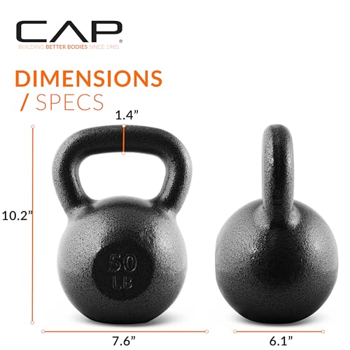 CAP Barbell Cast Iron Kettlebell - Singles and Sets, Multiple Weight Choices - size: 50.0 Pounds