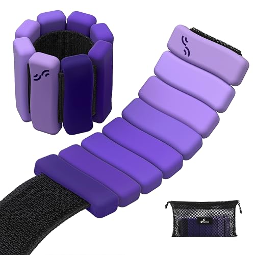 Sportneer Wrist & Ankle Weights for Women & Men Set of 2 (1LB/2LB Each) - Soft Silicone Arm & Leg Weights for Pilates, Yoga, Walking, Barre, Home Workout, Water Aerobics - color: Halo Violet, size: 2 Lb Pair (1 Lb Each)