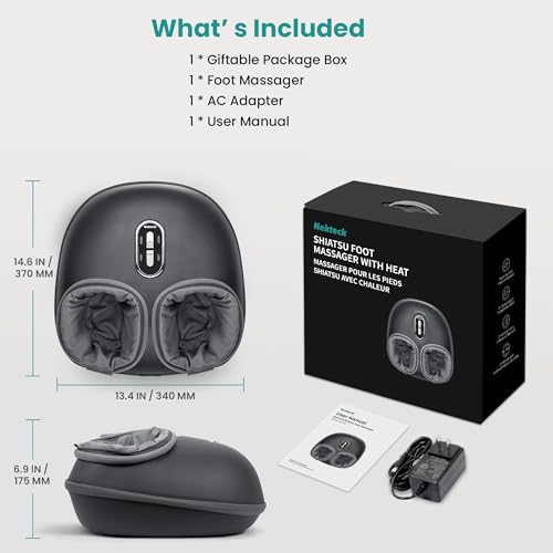 Nekteck Shiatsu Foot Massager with Heat & Air Compression Deep Kneading - color: Gray, size: Regular