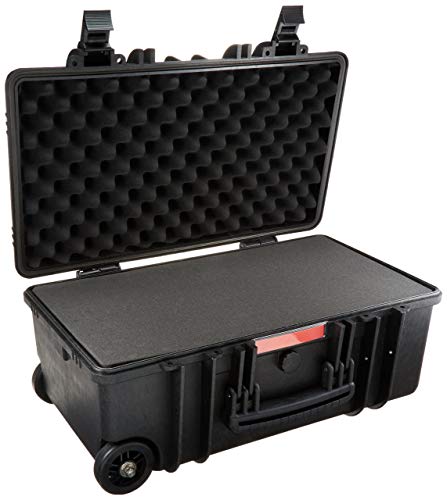 Amazon Basics Hard Protective Camera Case with Wheels, Large, Black, 22"L x 14"W x 9.8"H - size: Large