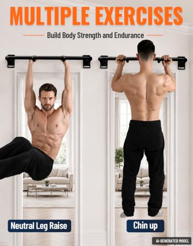 Fitarc Joist Mount Pull Up Bar, Wall Chin Up Bar Ceiling Mount for Beams, Heavy Duty Steel Construction, Home Gym Workout Equipment -Patent Pending - color: Wall Mounted for 7-8ft Beams, 32in Span Studs
