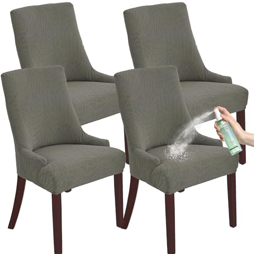 Wingback Chair Cover Waterproof,Stretch Jacquard Slipcover(Light Grey,4PCS) | Instant room refresh with easy cleanup, dependable mess protection, and a neat tailored look for family spaces. - color: Light Grey