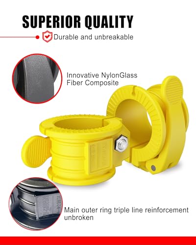 Olympic Barbell Clamps 2 inch Adjustable Barbell Clips Quick Release Pair of Locking Weight Clips for Bars - color: Yellow