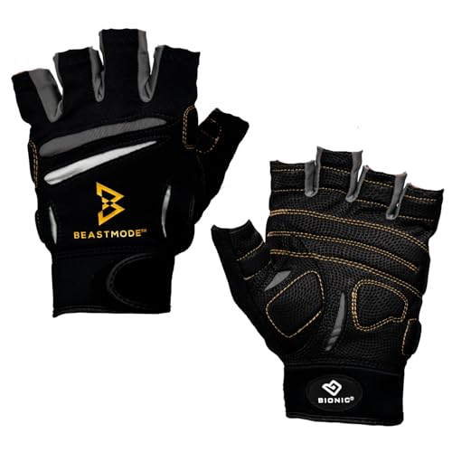 Bionic Men's Beastmode Half Finger Gym Workout Gloves - size: Medium