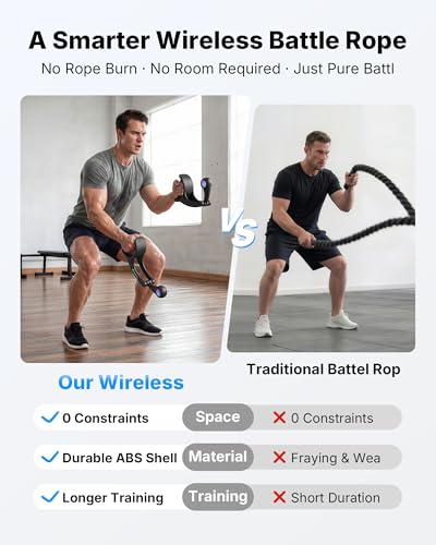 Merach Ropeless Battle Ropes for Home Gym, Forearm Strengthener & Arm Trainer, Wrist-Friendly Ergonomic Non-Slip Handle, Smooth Bearing, Portable Exercise Equipment for Recovery Training - color: Black