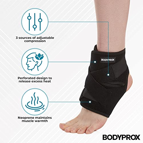 Bodyprox Ankle Support Brace, Breathable Adjustable Wrap, 1 Pack | For Men & Women, Flexible Compression for Sports, Workouts, and Daily Use