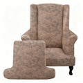 ANARACHON Leather Look Wingback Chair Covers, 2-Piece Wing Chair slipcover,Stretch Wing Back Armchair Slipcovers with Elastic Bottom, Soft Spandex Furniture Protector for Living Room (03 Light Brown) - color: Light Brown #3