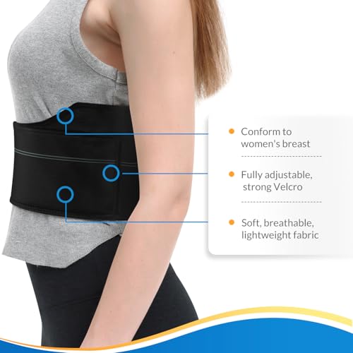 Pauline Broken Rib Brace for Women - Compression Chest Binder for Cracked Ribs Support & Chest Pain Relief - Rib Belt for Bruised Rib Cage (Black, Fits 45”-60”) - size: L, style: Women BK