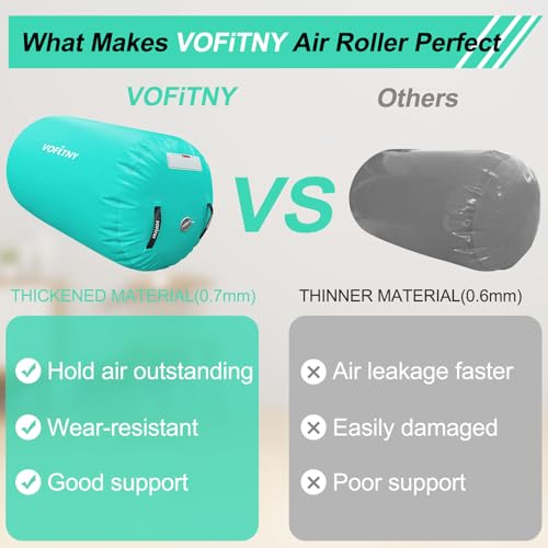 VOFiTNY Gymnastics Tumbling Equipment Air Barrel Inflatable Octagon Tumbler Roller Back-bend Trainer Cheerleading Without Pump - color: Mint nopump, size: 2.6'L x 1.55'D