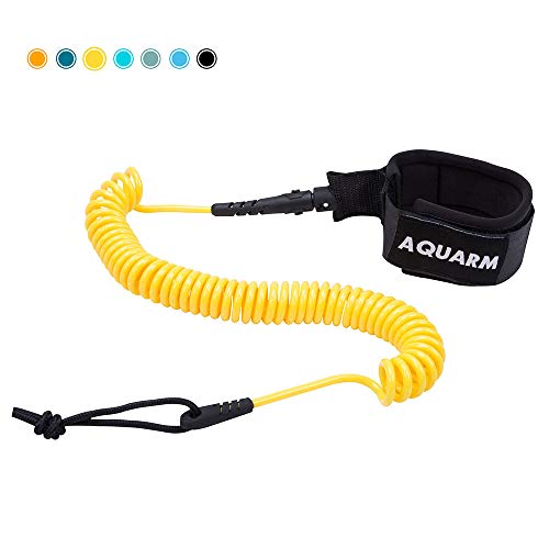 Premium Coiled Surfboard Leash, 11 feet SUP Leash Leg Rope, Stand Up Paddle Board Leash for All Types of Surfboards - color: Yellow