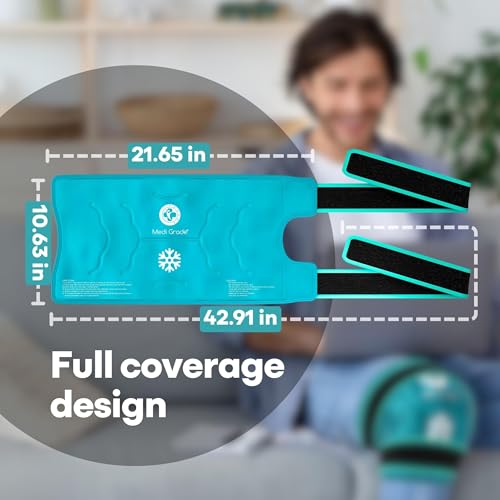 Medi Grade Knee Ice Pack Wrap, Reusable Ice Pack for Knee Pain and Surgery | Flexible cold compress for knee, dual fabric knee ice wrap retains cold longer, eases pain and supports surgery recovery