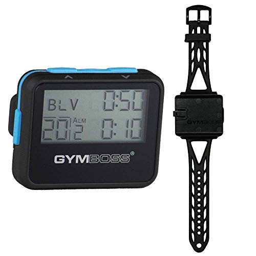 Gymboss Interval Timer and Stopwatch and Watchstrap - Bundle - color: Black W/ Blue Buttons