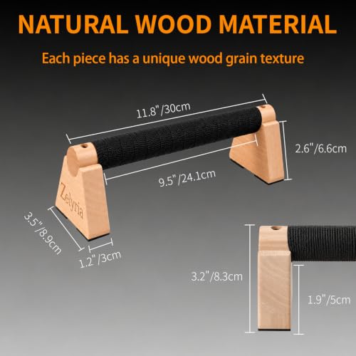 Parallettes Bars, 2 PCS Wood Calisthenics Equipment Non-Slip Base Exercise Home Workout Equipment, Wooden Pushup Bars & Calisthenics Bar - Handstand Bars and Pushup Handles for Men - color: Wood-30cm