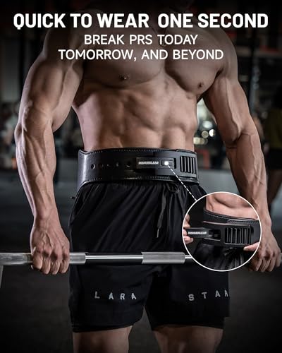 MANUEKLEAR Tapered Lever Weight Lifting Belt, 10MM Quick Locking Lever Belt Weightlifting Men, Lifting Belt Lever for Powerlifting & Deadlifts - color: Enigmatic Black, size: M (29-35inches)