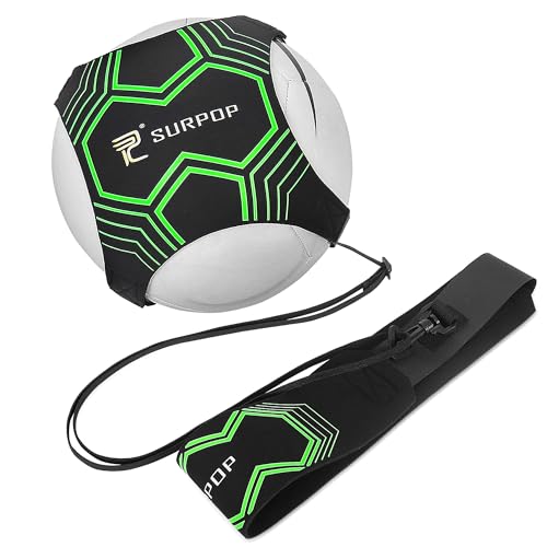 Surpop Soccer/Volleyball/Rugby Trainer, Football Kick Throw Solo Practice Training Aid Control Skills Adjustable Waist Belt for Kids Adults - color: glow