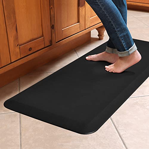 GelPro Anti-Fatigue Designer Comfort Kitchen Floor Mat, 20x48”, Leather Grain Jet Stain Resistant Surface with 3/4” Thick Ergo-Foam Core for Health and Wellness - color: Leather Grain Jet, size: 48"L x 20"W x 0.8"Th