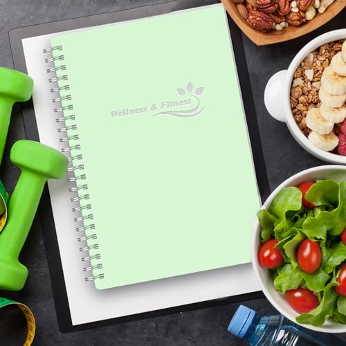 Wellness Planner & Fitness Log - Daily Diet & Health Journal with Weight Loss, Wellness Journal Notebook for Tracking Fitness, Sleep, Nutrition, Meal, Habits, A5(5.8 x 8.6 inch) (Green) - color: Green