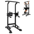 VEVOR Pull Up Bar, 330 LBS Power Tower Dip Station, Workout Dip Station with H-Shaped Stable Base & Back Pad, Adjustable 12 Level Height Free Standing Chin Up Bar for Back, 4-Level Adjustable Back Pad